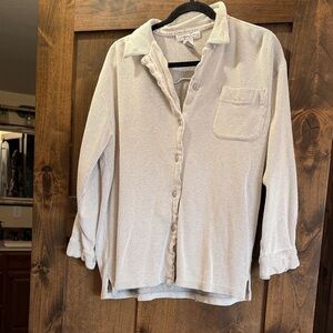Geoffrey Beene Light Beige Button-Down Waffle Knit Shirt
